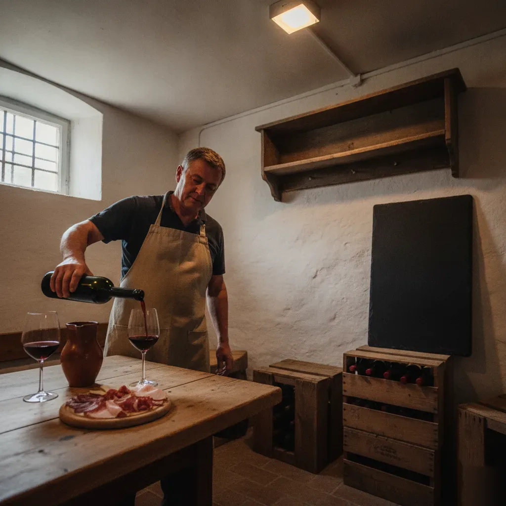 Besenwirtschaft Remshalden Weinkellerei Wein einschenken rustikaler Keller
